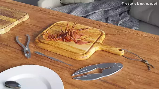 Crawfish Dinner with Seafood Tools 3D model 4