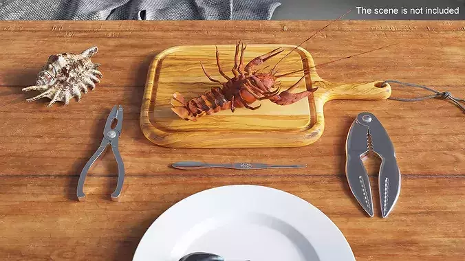 Crawfish Dinner with Seafood Tools 3D model 5