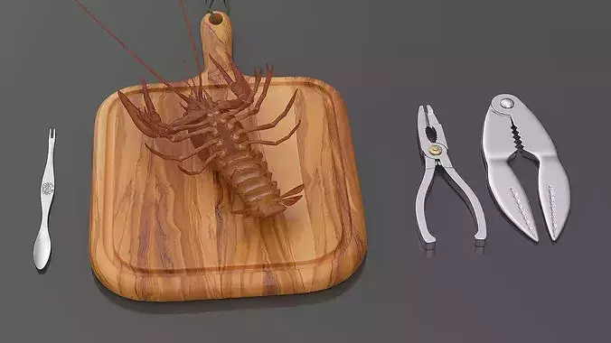 Crawfish Dinner with Seafood Tools 3D model 6