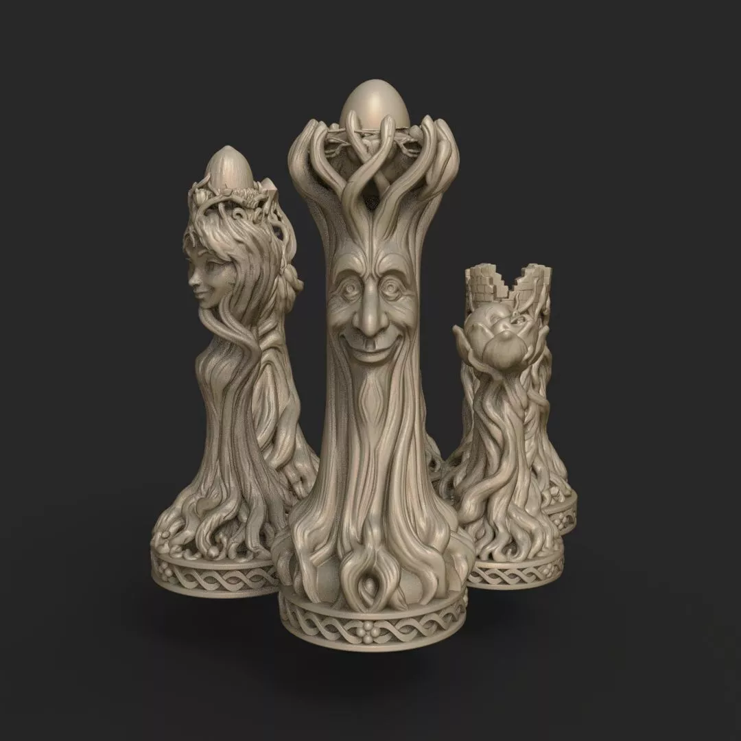 Enchanted Tree Chess Set 3D print model