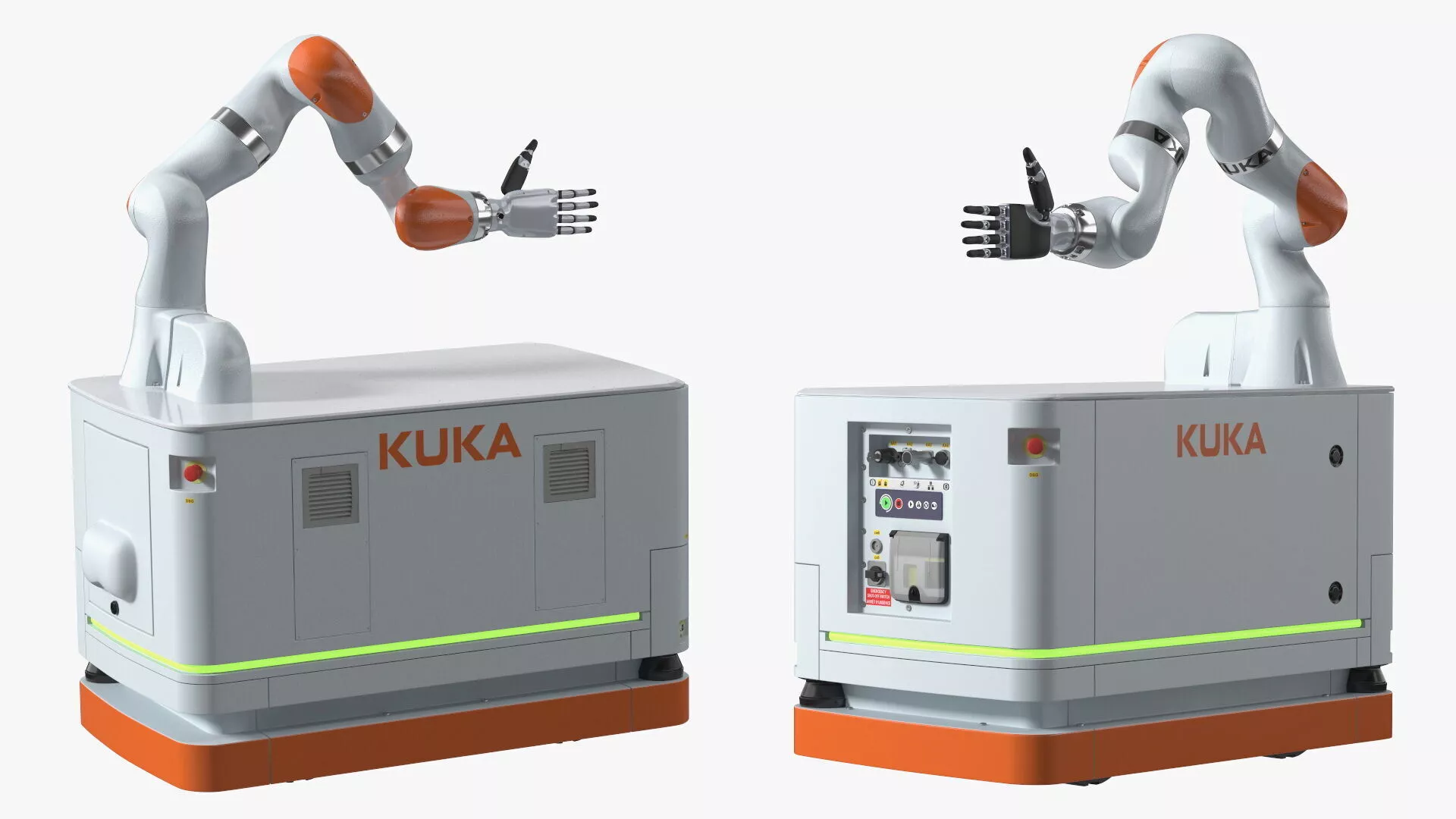 Mobile Robot KUKA and Dexterous Hand Rigged for Cinema 4D 3D model