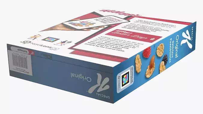 Original Cereal Box Kelloggs 3D model 7