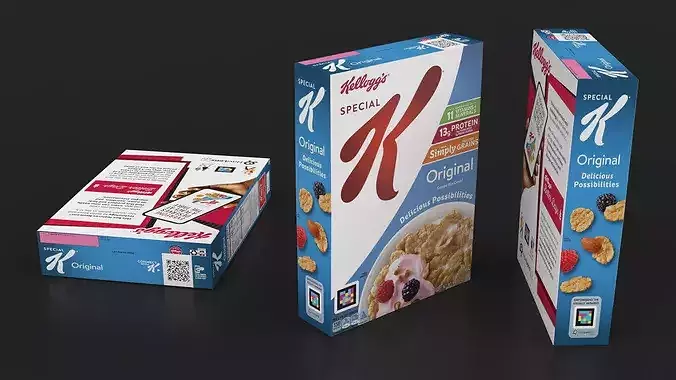 Original Cereal Box Kelloggs 3D model