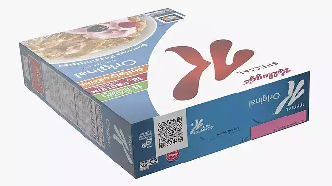 Original Cereal Box Kelloggs 3D model 6