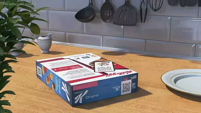 Original Cereal Box Kelloggs 3D model 4