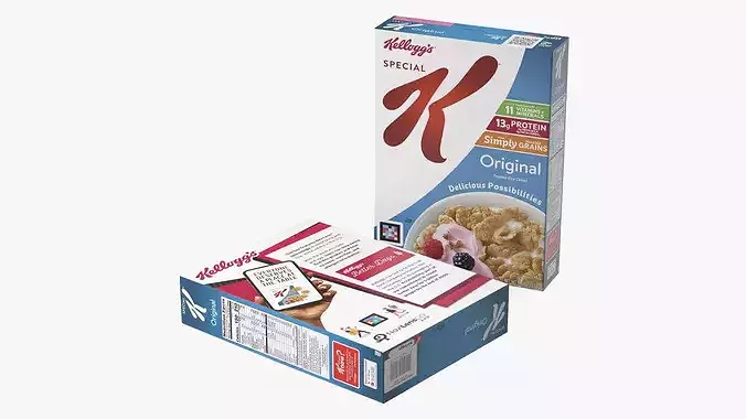 Original Cereal Box Kelloggs 3D model 2