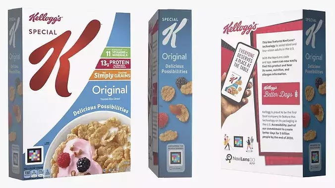 Original Cereal Box Kelloggs 3D model 5