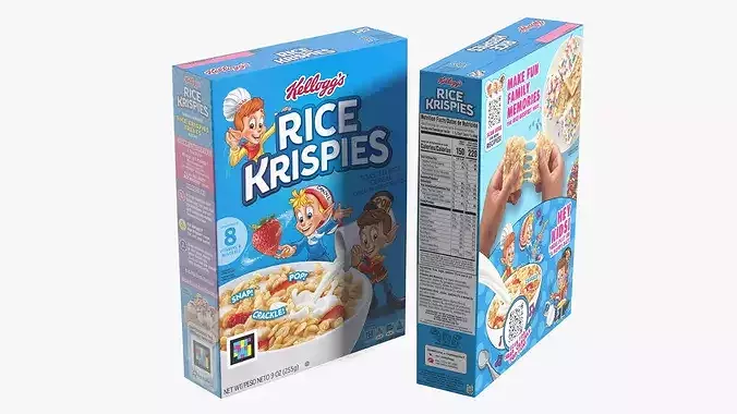 Rice Krispies Cereal Box Kelloggs 3D model 2