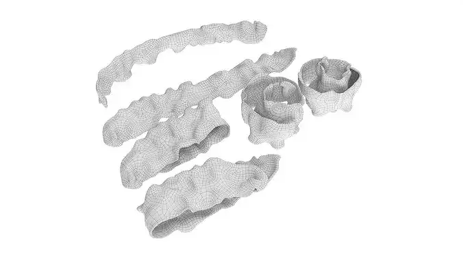 Fried bacon slice set 3D model 7