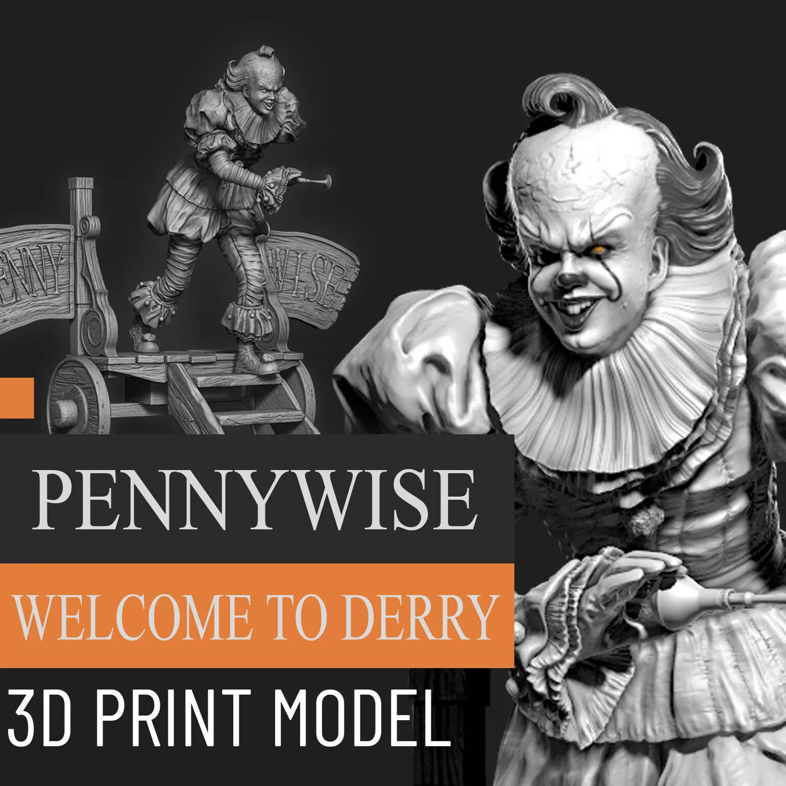 IT - Pennywise - Welcome to Derry - 3D Print Model 3D print model