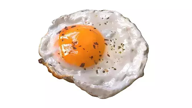 Fried chicken egg 3D model 2