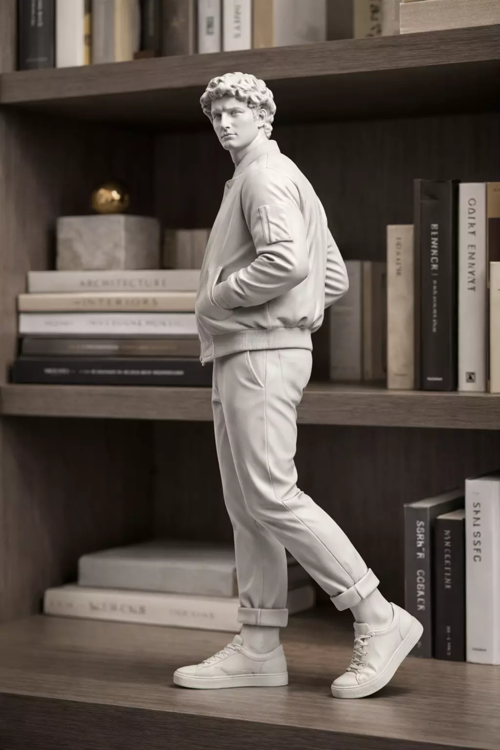 Modern Streetwear Male Statue STL Urban Bomber Jacket Figurine 3D print model
