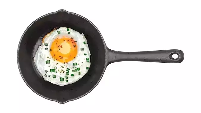 Fried egg in a skillet 3D model 6