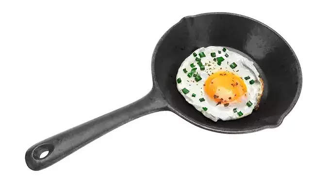 Fried egg in a skillet 3D model 3