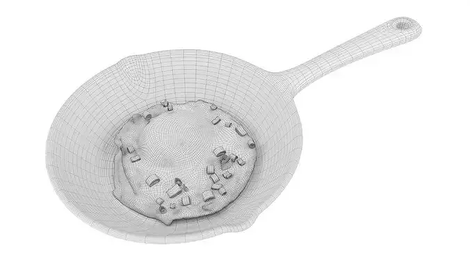 Fried egg in a skillet 3D model 7