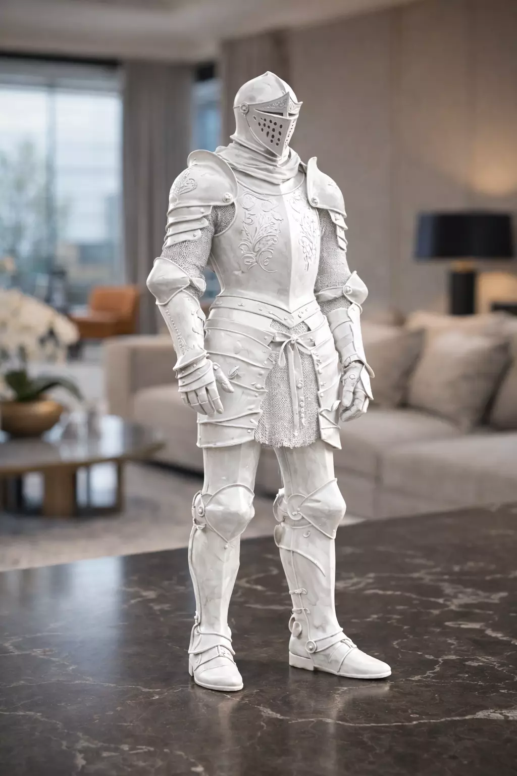 Medieval Knight Armor Statue STL Detailed Fantasy Warrior 3D print model
