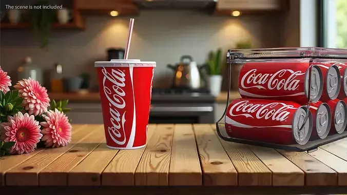 Coca-Cola Branded Paper Cup with Straw 3D model 3