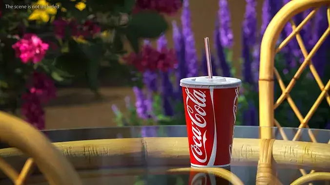 Coca-Cola Branded Paper Cup with Straw 3D model 4
