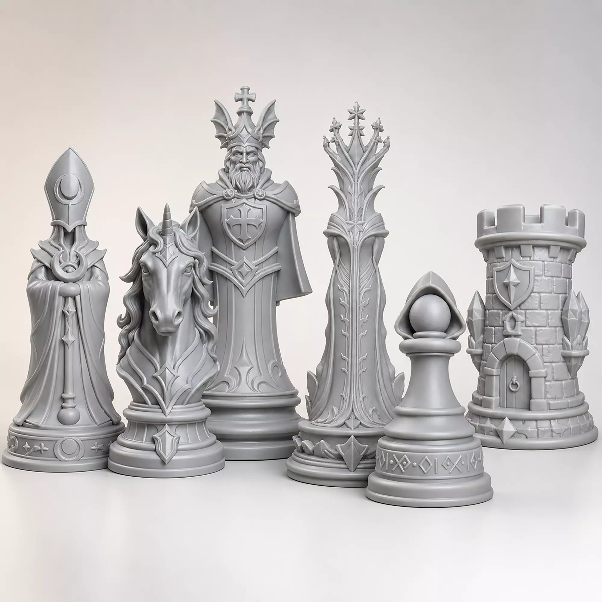 Mystic Chess Pieces 3D Print Model 3D print model