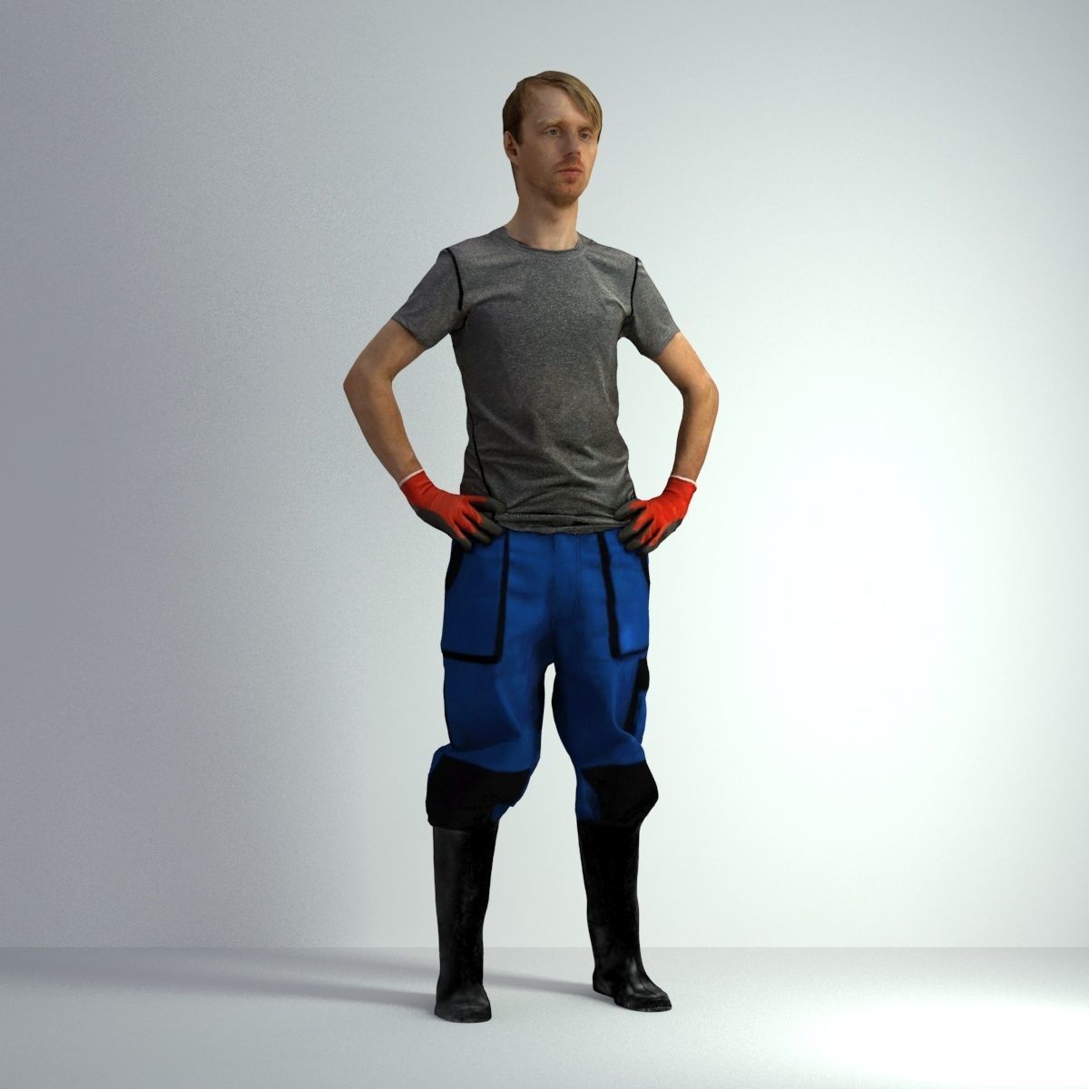 3D Scan Man Gardenner Worker 011  3D model_11