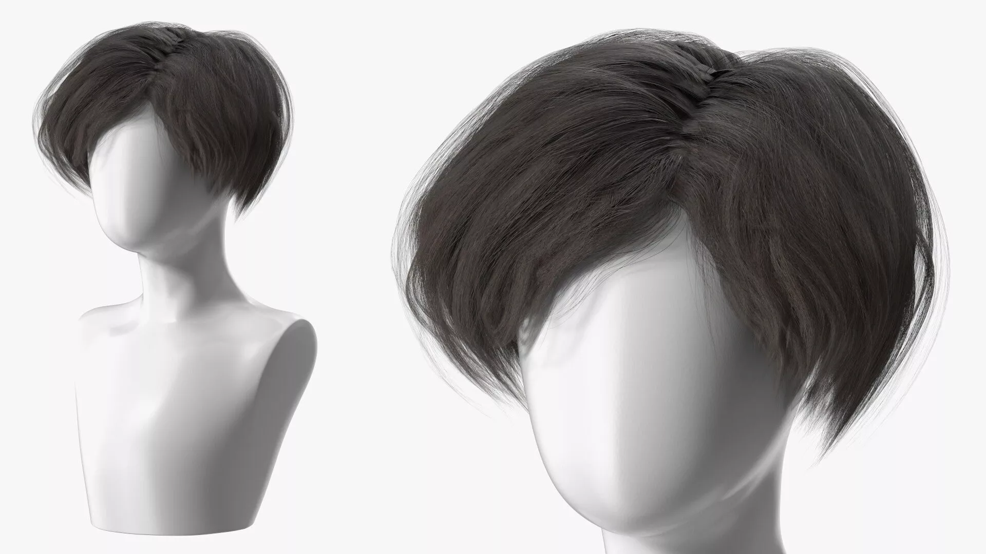 Classical Short Haircut Wig Dark 3D model