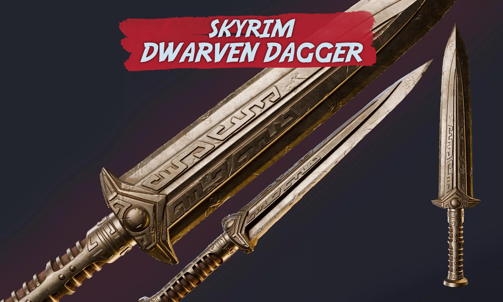Skyrim Dwarven Dagger Cosplay 3D Print 3D print model