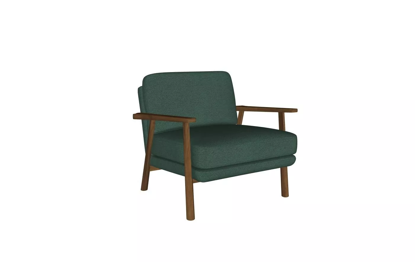 Mid-Century Modern Green Fabric Armchair 3D model