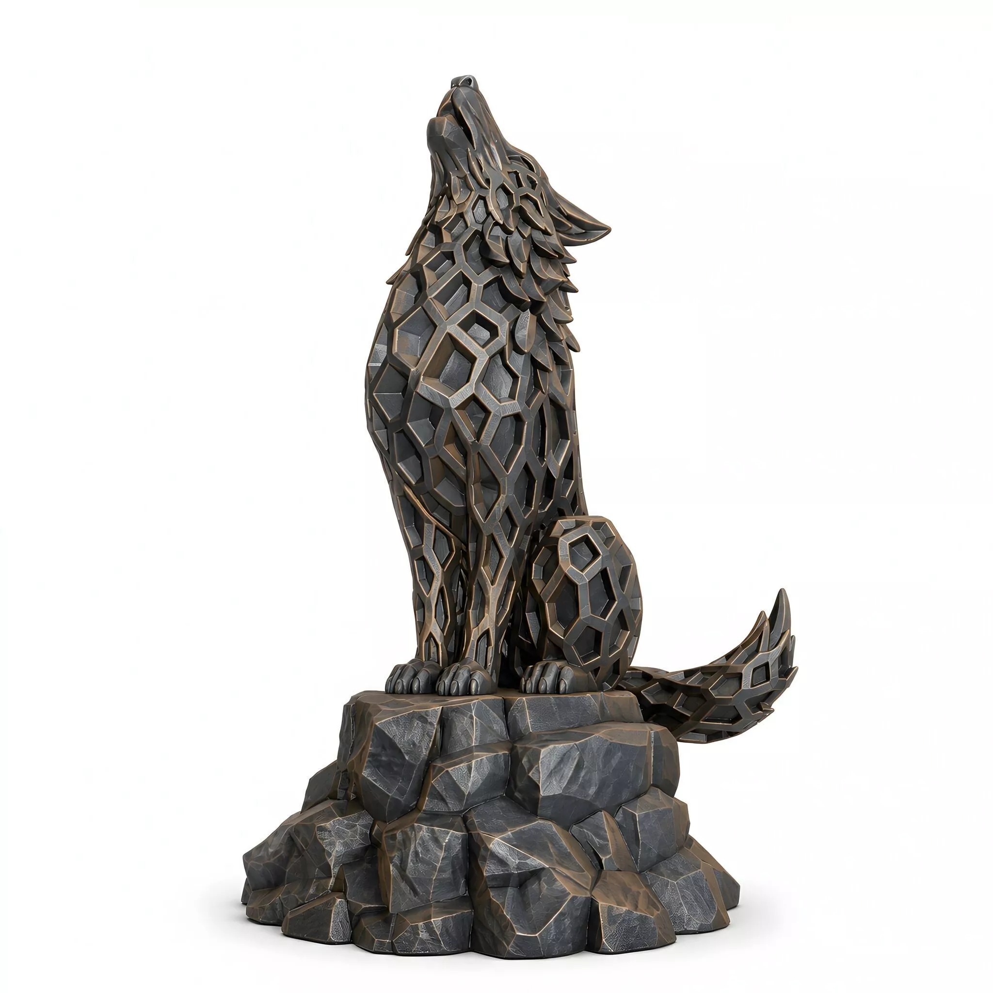 Howling Wolf Voronoi 3D Print Model 3D print model