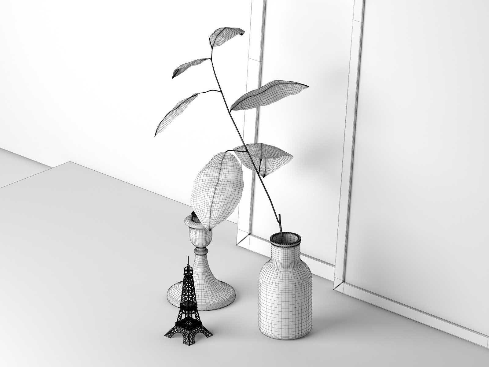 Vase and Picture in Frame Composition 3D model_3