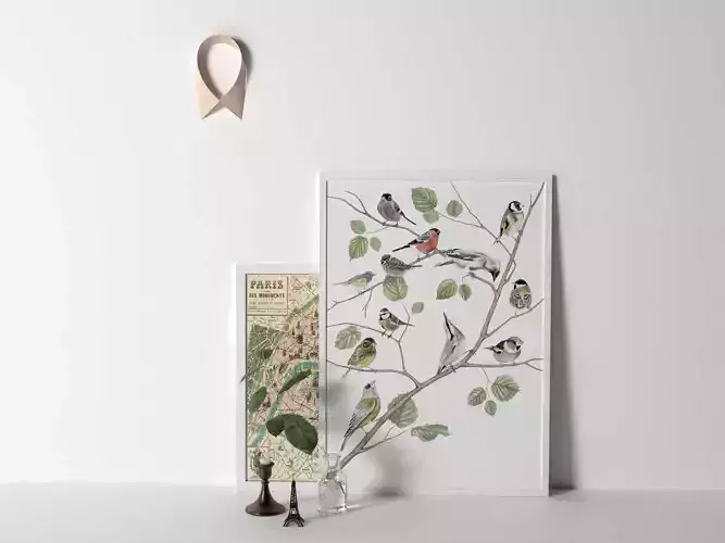 Vase and Picture in Frame Composition 