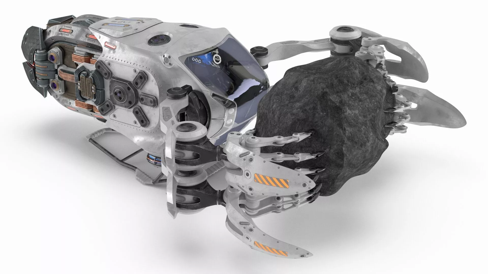Spaceship Loader with Asteroid Rigged 3D model