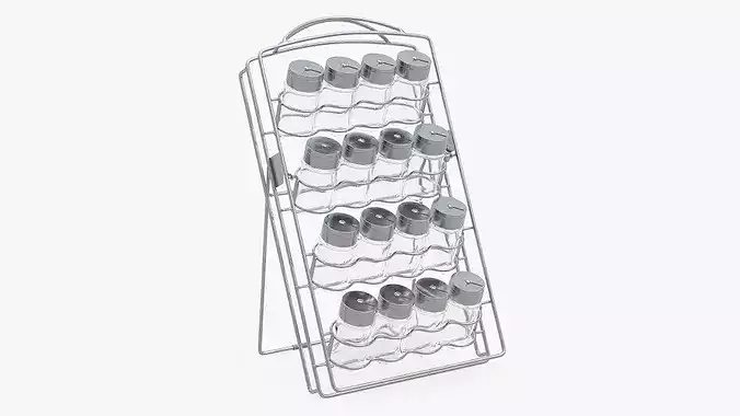 Spice Rack with Empty Jars 3D model