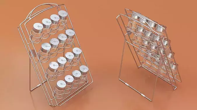 Spice Rack with Empty Jars 3D model 3
