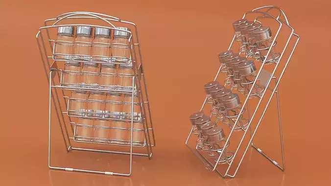 Spice Rack with Empty Jars 3D model 4
