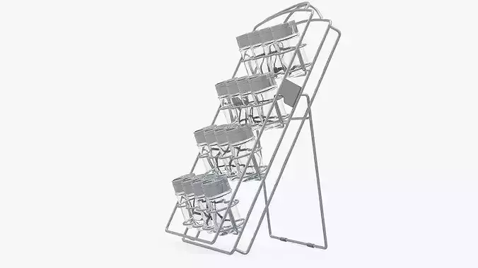 Spice Rack with Empty Jars 3D model 6