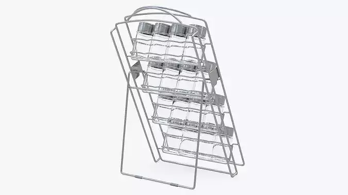 Spice Rack with Empty Jars 3D model 5