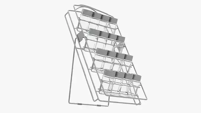 Spice Rack with Empty Jars 3D model 7
