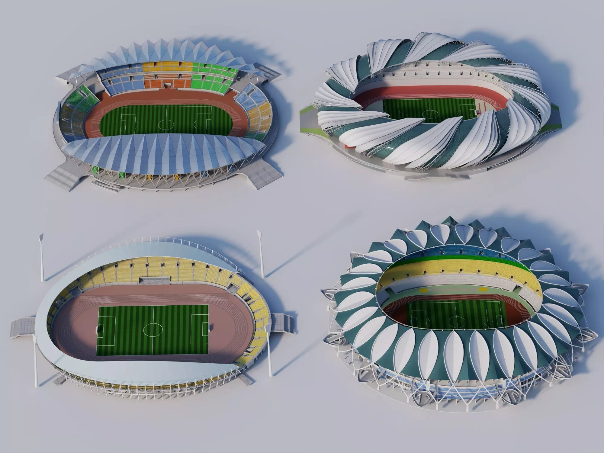 Tensile membrane sports stadium asset pack 3D model