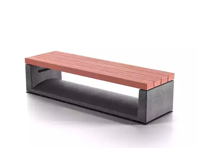 U-Shape Public Bench 3D model