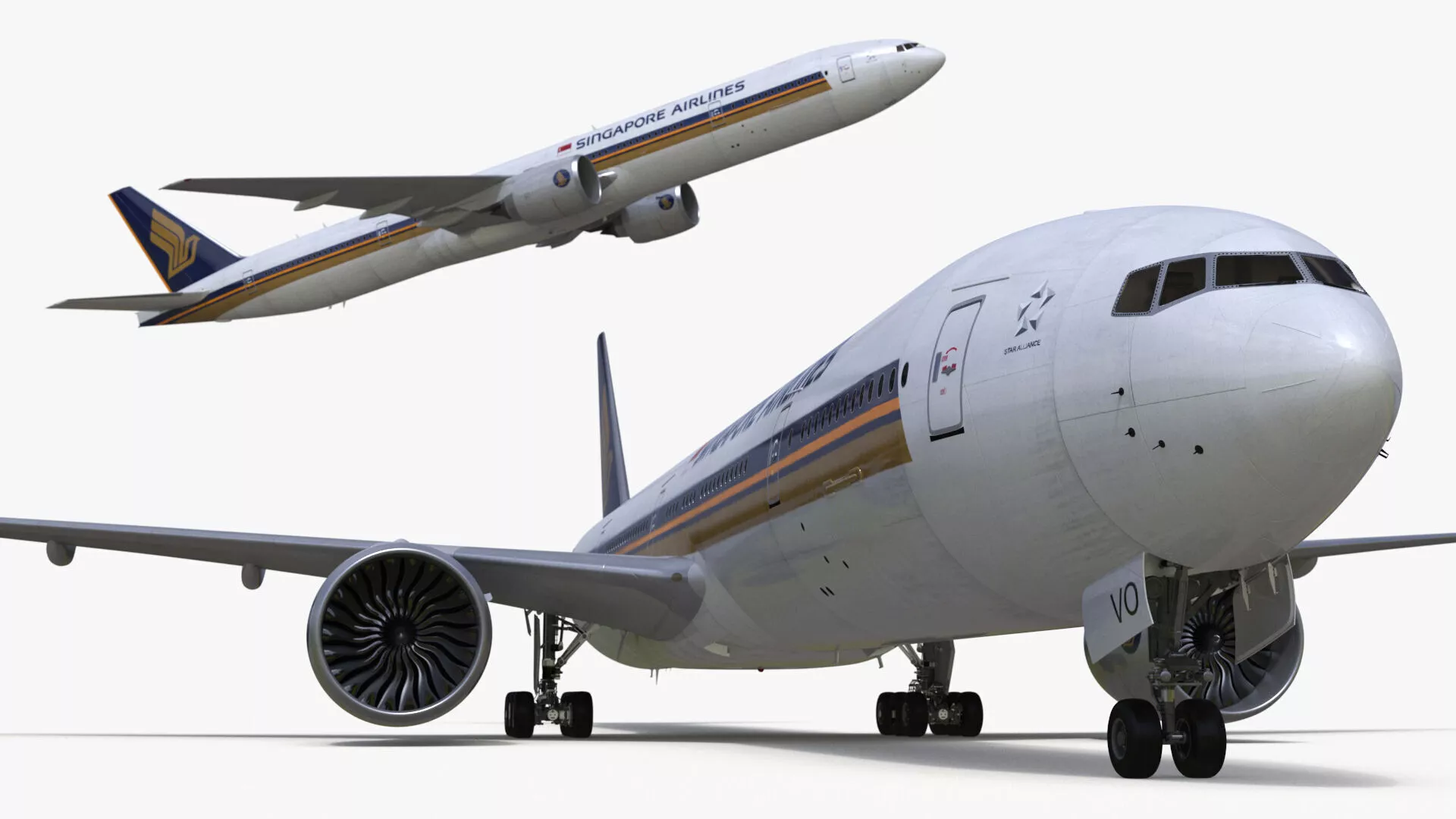 Boeing 777 Singapore Airlines Rigged 3D model