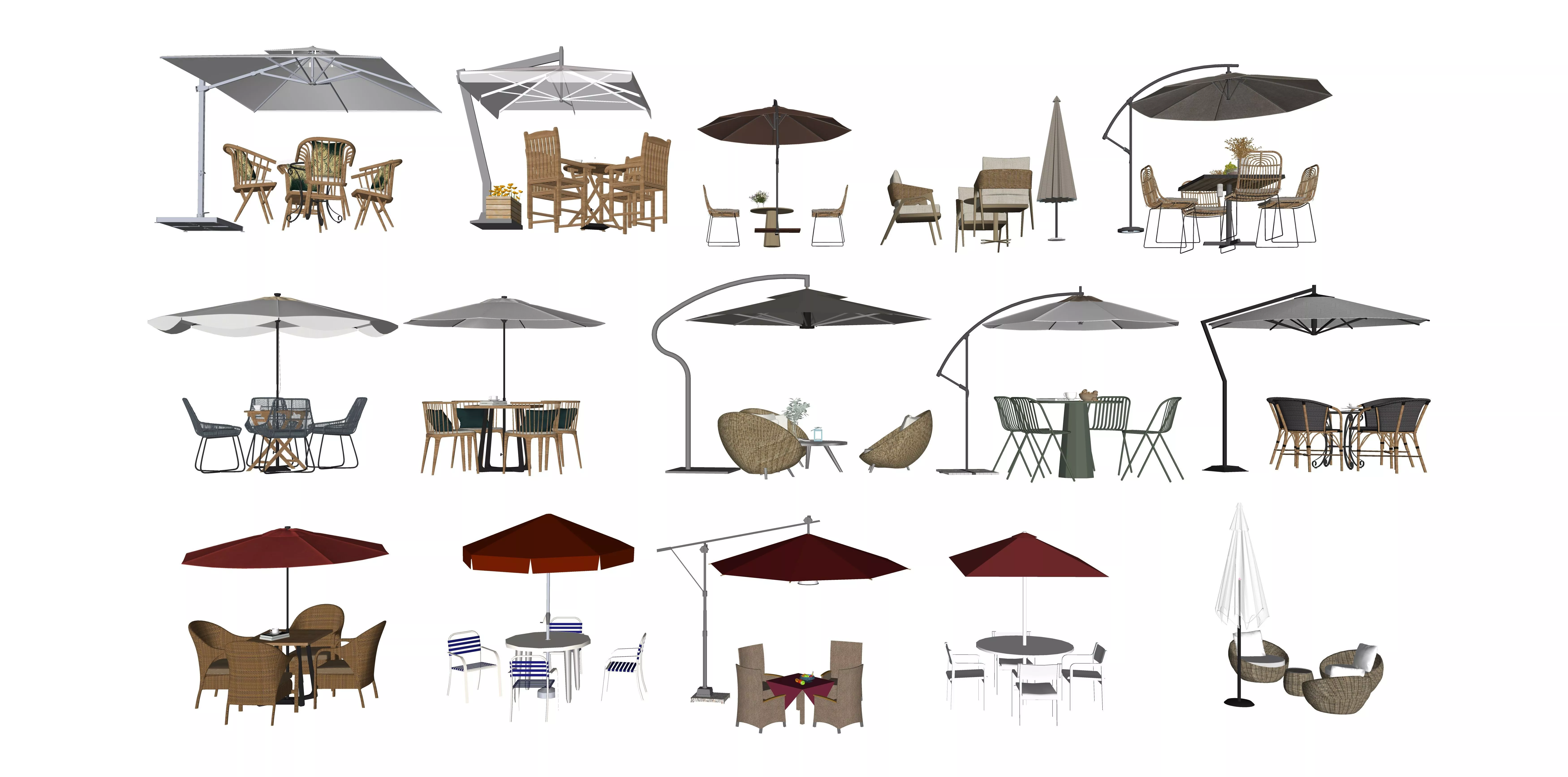Modern sunshade umbrella outdoor seating model 3D model