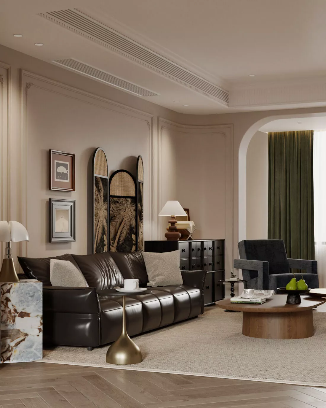 French retro style living Vintage style living 3D model