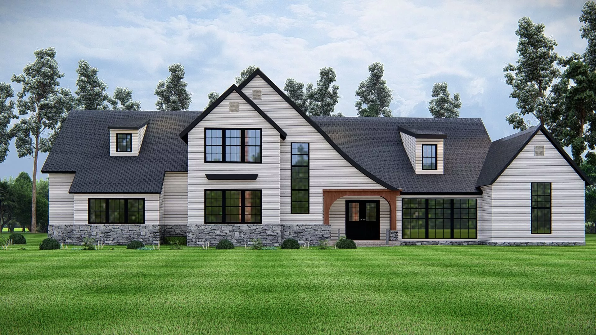 Luxury Modern Farmhouse with 3 Car Garage Exterior House Model 3D model