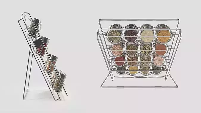 Spice Jar Organizer Rack 3D model 7