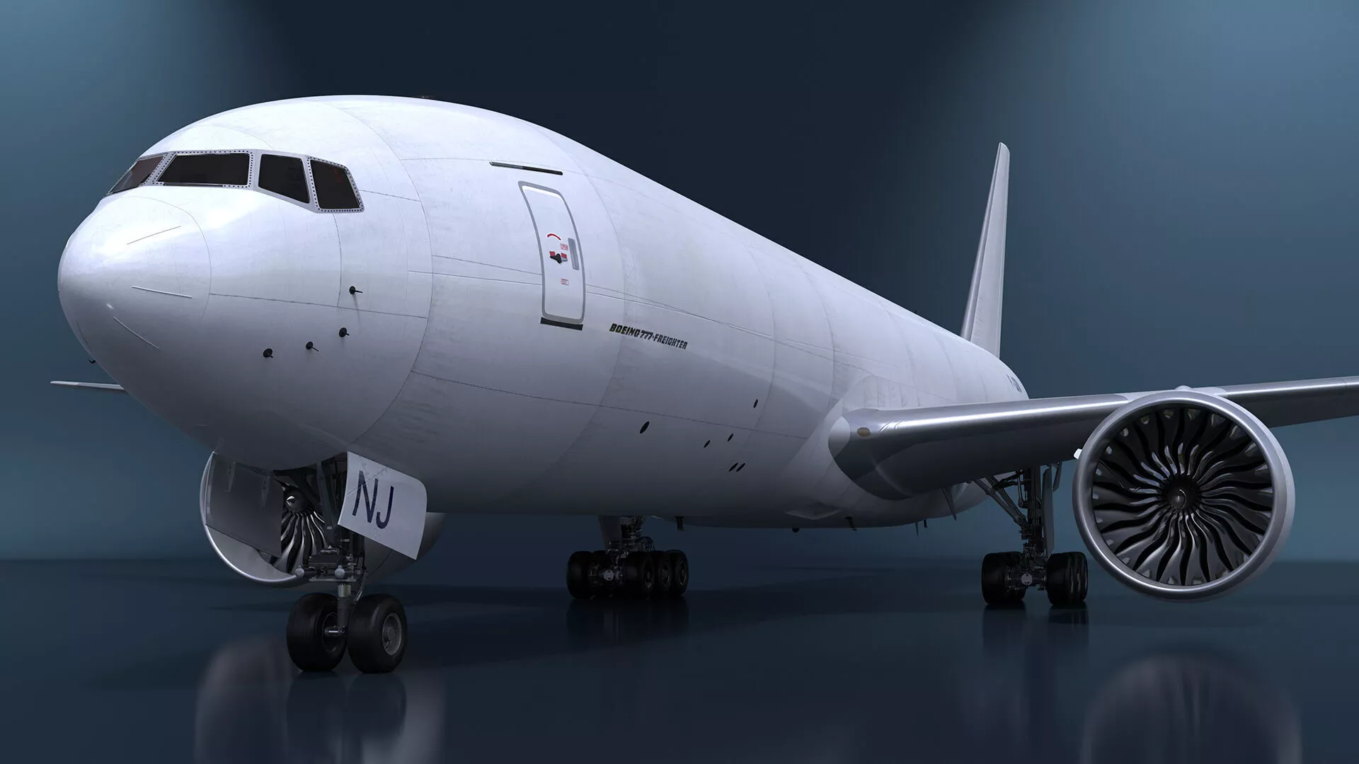 Commercial Freighter Airplane Boeing 777 Rigged 3D model