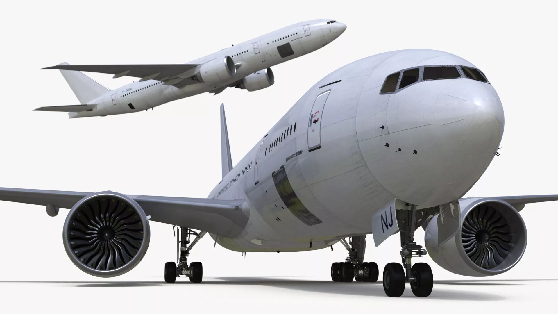 Boeing 777-200 Passenger Aircraft Rigged 3D model