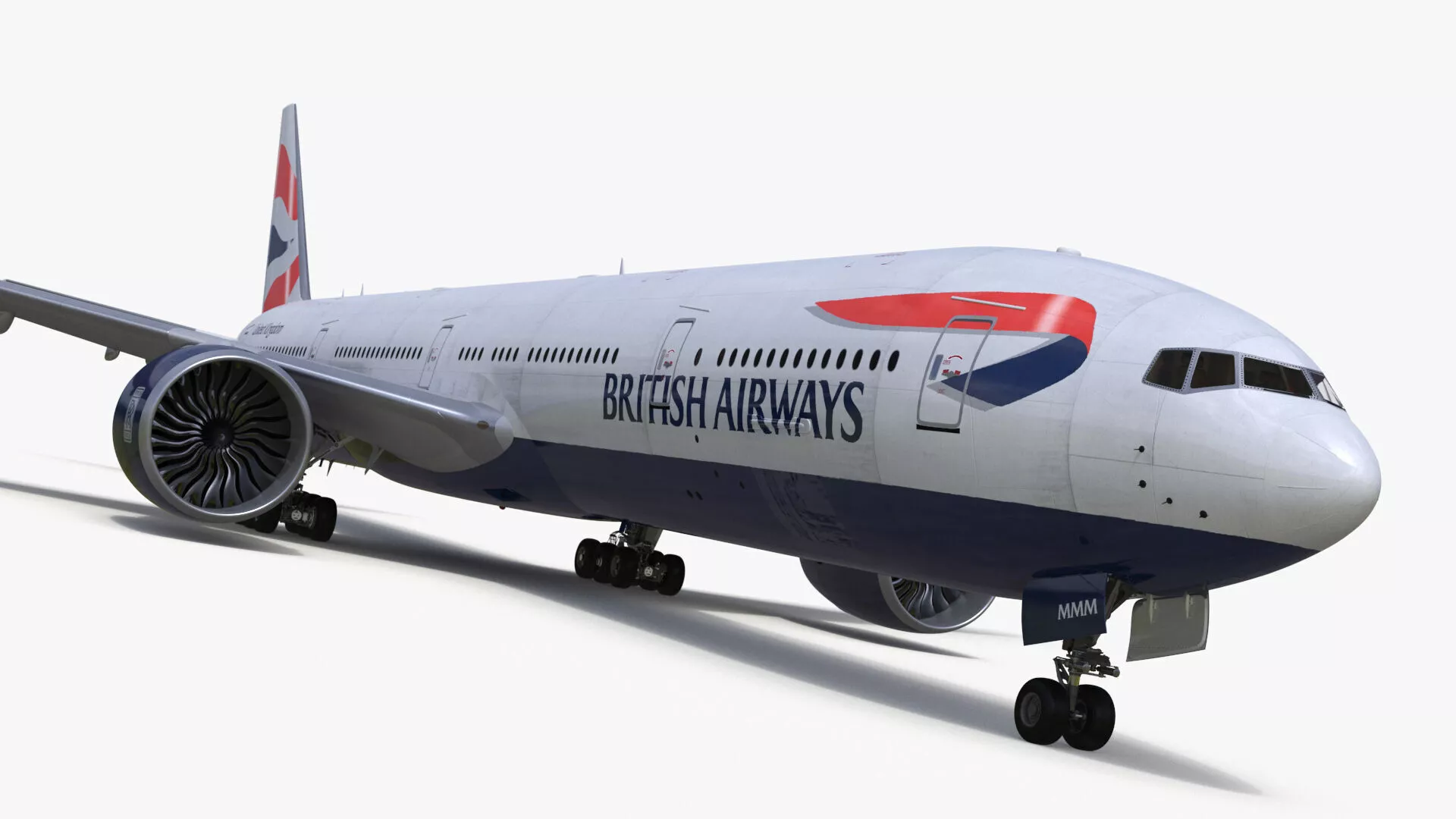 British Airways Boeing 777 Rigged 3D model