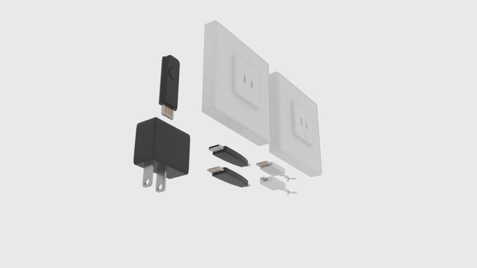 USB Charger Component 3D model_1