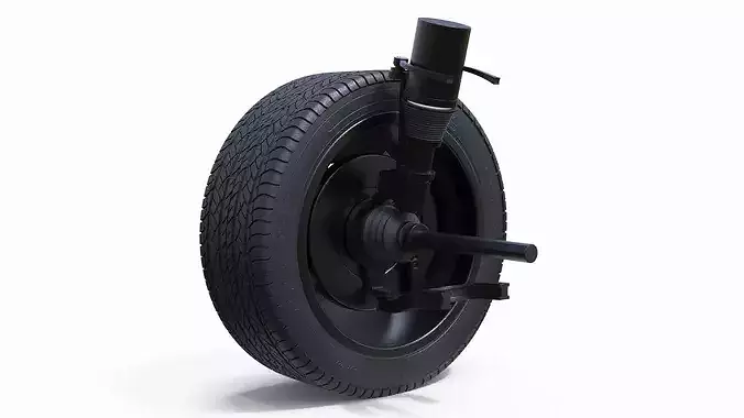 Car Wheel and Suspension Assembly 3D model 6