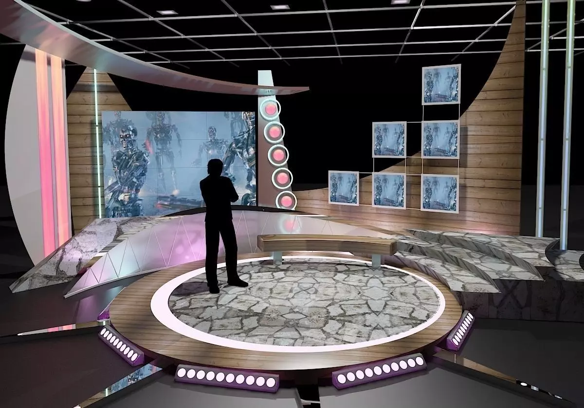 Virtual TV Studio Chat Set 11 3D model_0